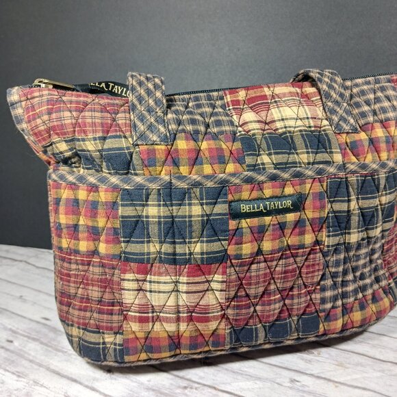 Bella Taylor "Beckham Taylor" Quilted Patchwork Shoulder Bag Black 11x8 Like New - Picture 3 of 14